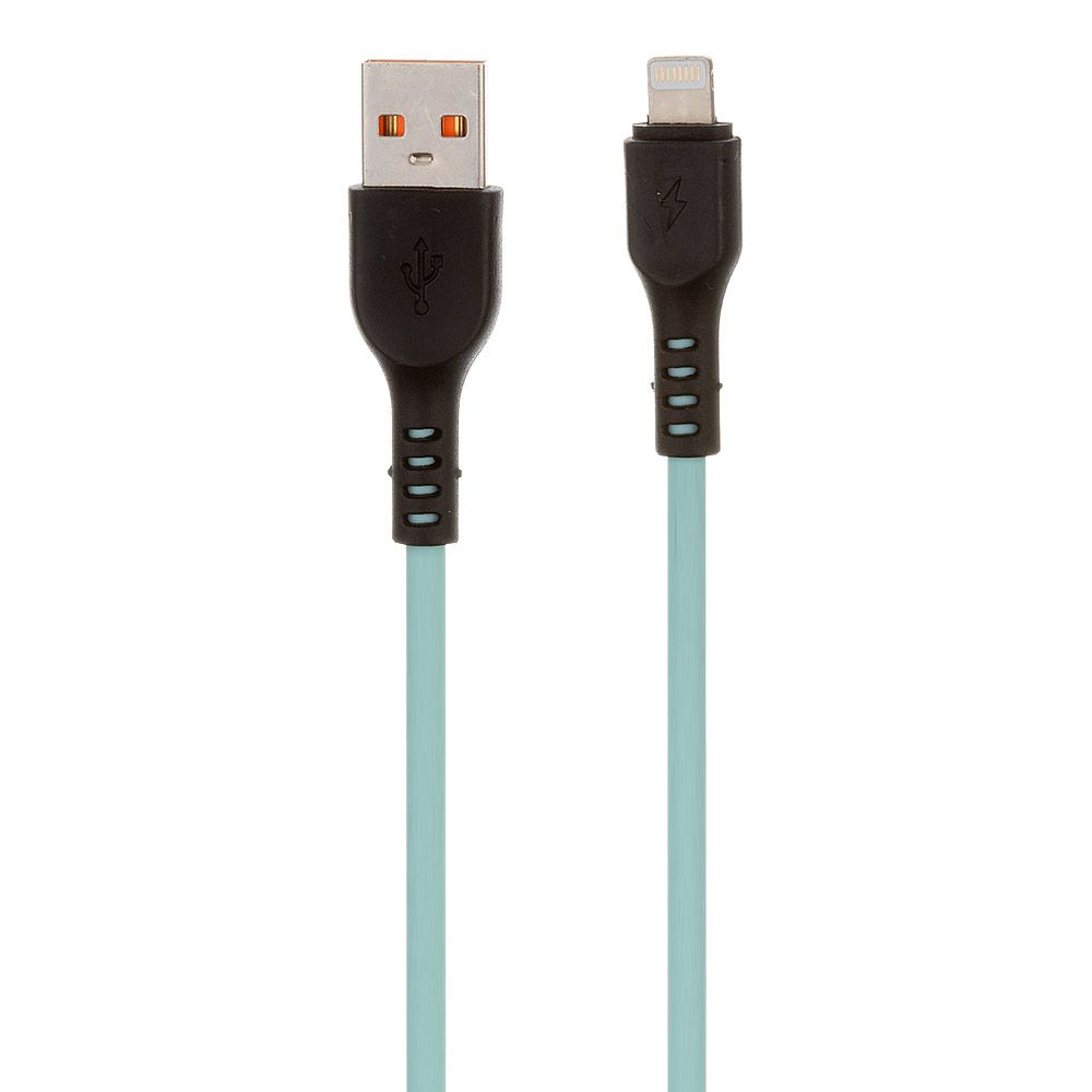 USB кабель "LP" для Apple Lightning 8-pin "Extra" TPE (бирюзовый/коробка)