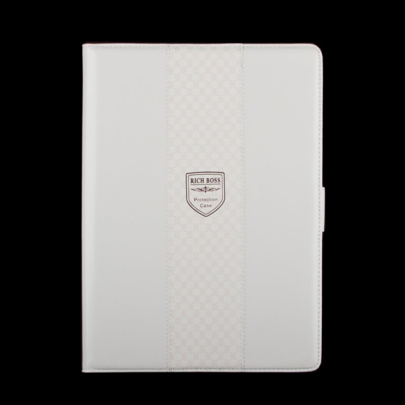 Чехол/книжка для iPad Air 2 "RICH BOSS" Protection Case (кожаный белый/бежевая полоса коробка)