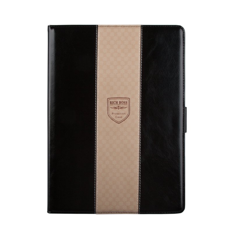 Чехол/книжка для iPad Air 2 "RICH BOSS" Protection Case (кожаный черный/бежевая полоса)