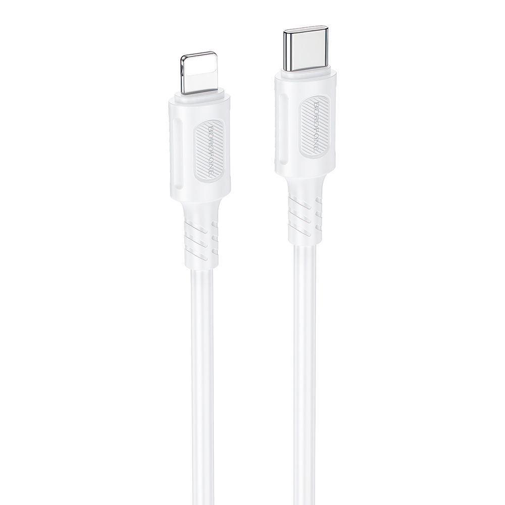 USB-C кабель BOROFONE BX111 Feliz Lightning 8-pin, 3А, PD27W, 1м, PVC (белый)