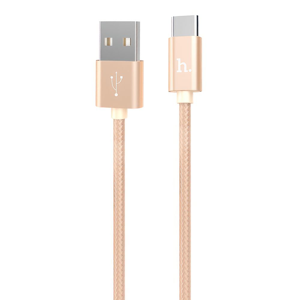 USB кабель HOCO X2 Knitted Type-C, 3А, 1м, нейлон (золотой)