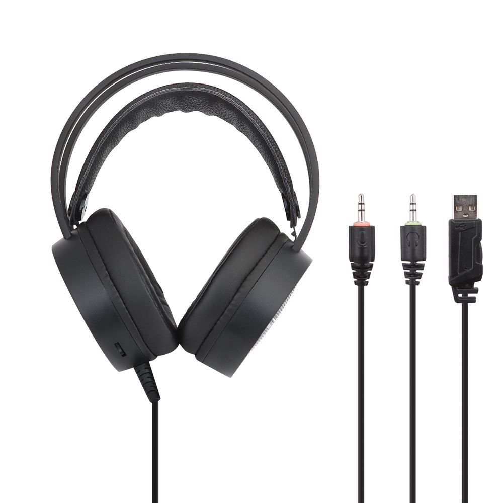 Гарнитура игровая HOCO W100 Touring USB, 2х3.5мм, накладная, громкость +/-, LED, 2.4м (черный)