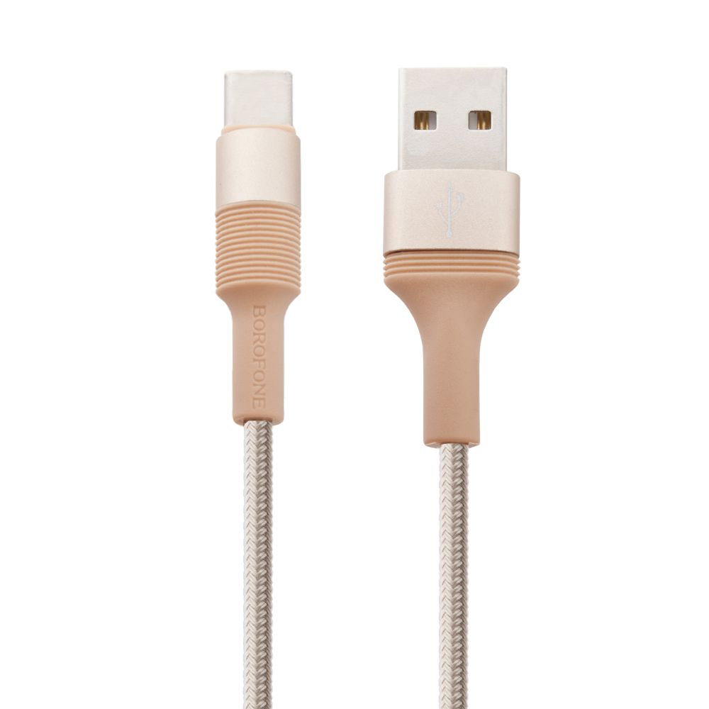 USB кабель BOROFONE BX21 Outstanding Type-C, 3А, 1м, нейлон (золотой)