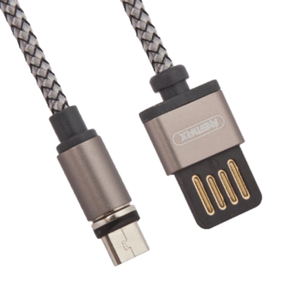 USB кабель REMAX RC-095m Gravity MicroUSB, магнитный, 1м, нейлон (черный/серый)