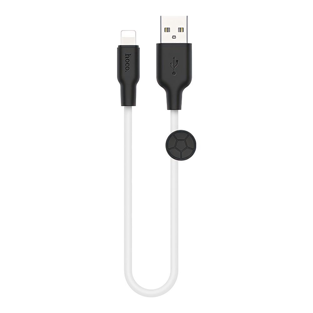 USB кабель HOCO X21 Plus Silicone Lightning 8-pin, 2.4А, 0.25м, силикон (белый/черный)