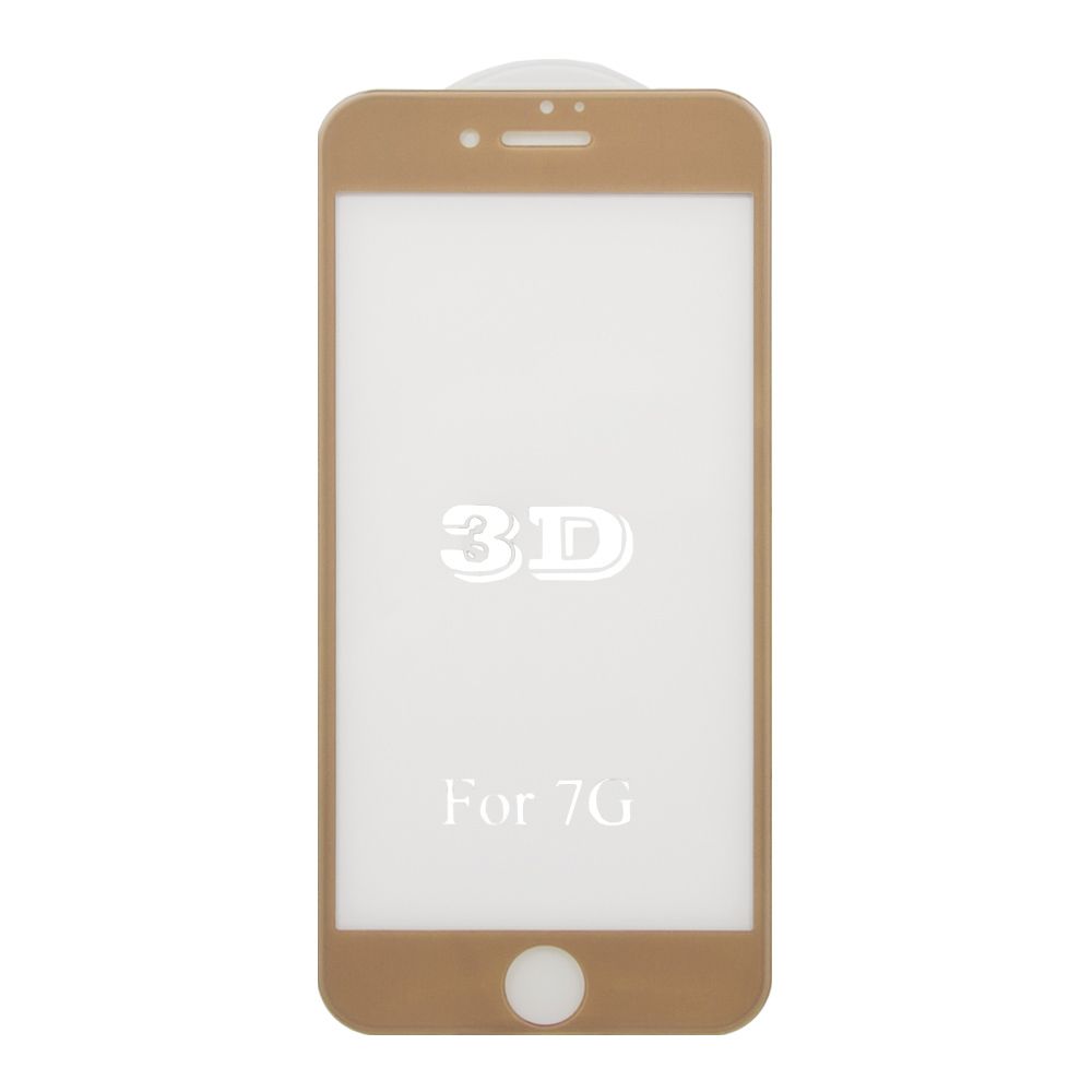 Защитное стекло 3D для iPhone SE 2/8/7 Tempered Glass золотое 0,33 мм (ударопрочное)