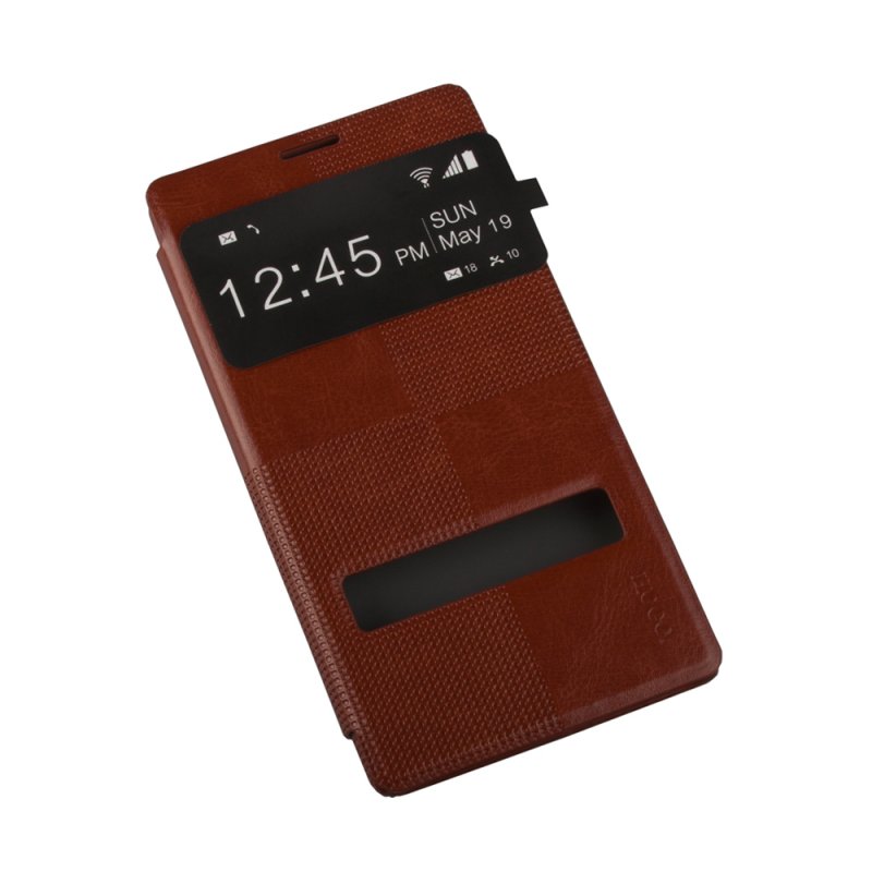 Чехол для Sony Xperia T3 "HOCO" Crystal Leather Case раскладной кожаный (коричневый)