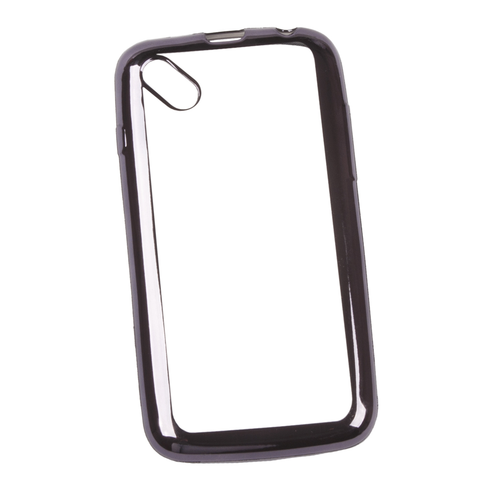 Силиконовый чехол "LP" для Micromax D303 TPU (прозрачный с черной хром рамкой) европакет