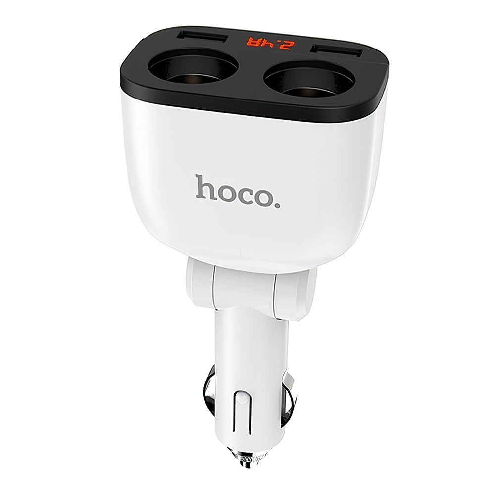 АЗУ разветвитель прикуривателя HOCO Z28 Power ocean 2xUSB,3.1А,LED,2 прикуривателя(белый)