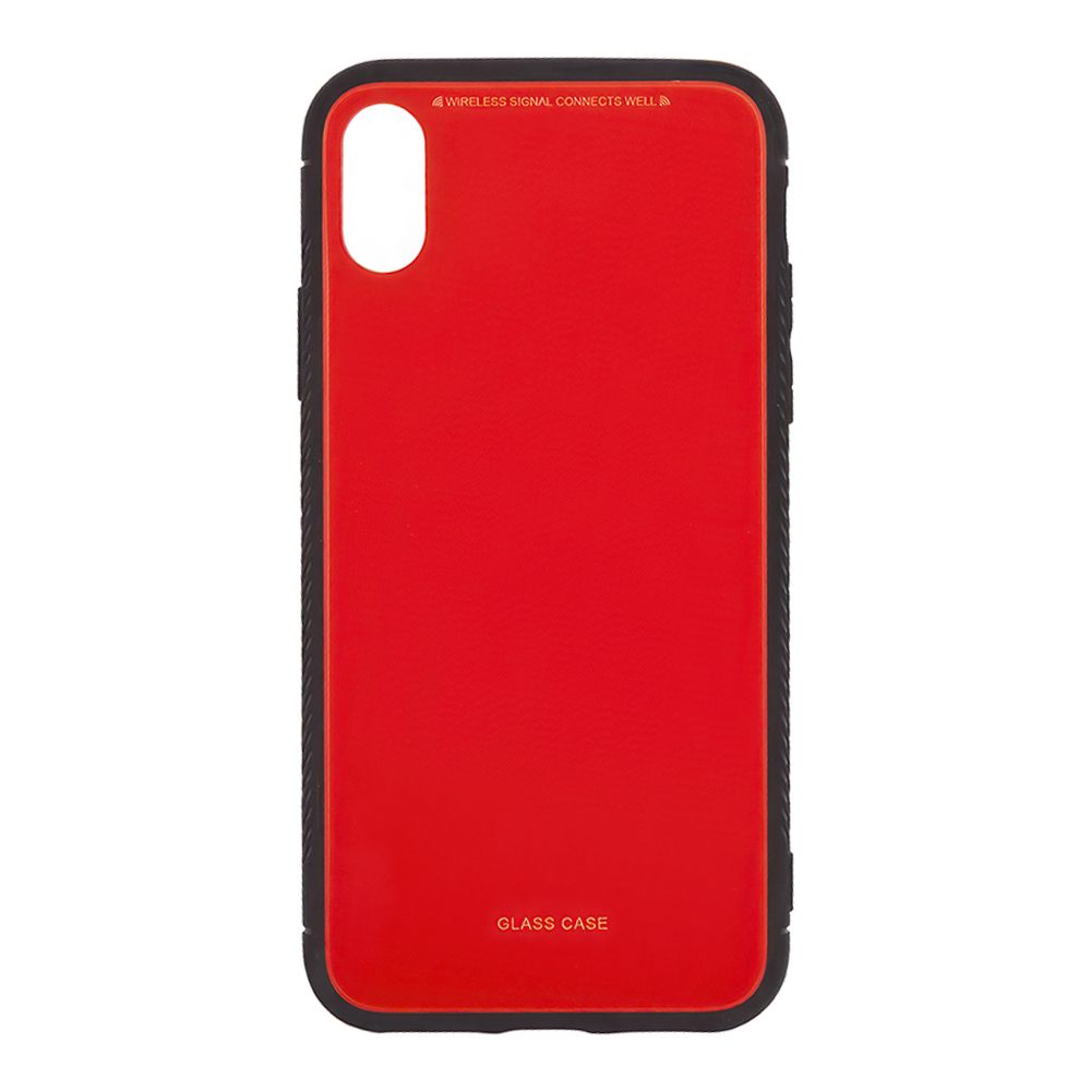Защитная крышка "LP" для iPhone X/Xs "Glass Case" (красное стекло/коробка)