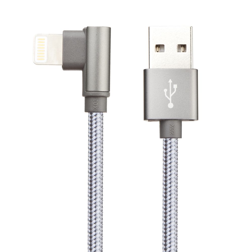 USB кабель BOROFONE BX26 Express Lightning 8-pin, 2.4А, угловой, 1м, нейлон (серый)