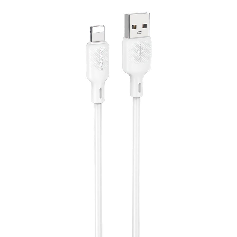 USB кабель BOROFONE BX113 Lenny Lightning 8-pin, 2.4А, 1м, силикон (белый)