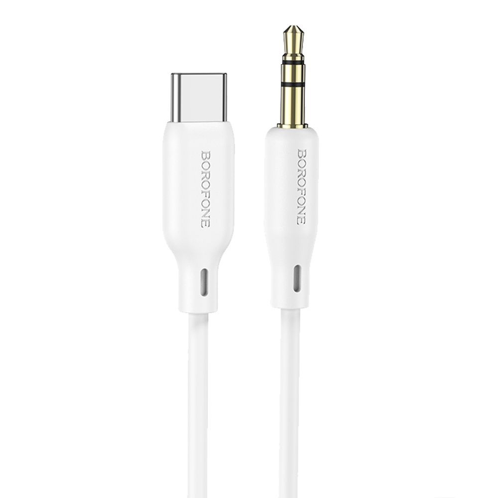 Аудиокабель BOROFONE BL18 3.5мм - USB-C, 1м, силикон (белый)