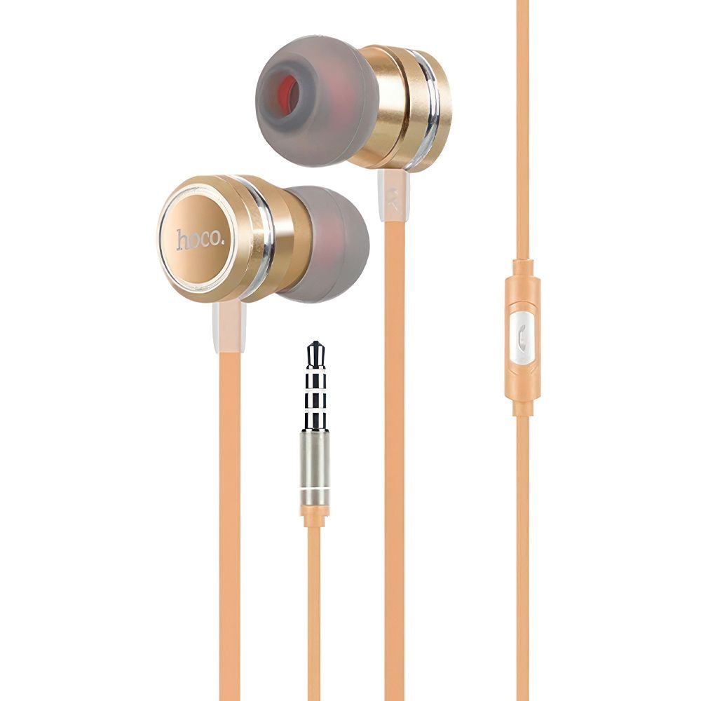 Гарнитура HOCO M16 Ling Sound Metal 3.5мм, внутриканальная, 1.2м (золотой)