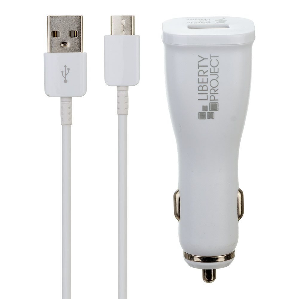 АЗУ "LP" Fast Charge с выходом USB + кабель USB Type-C 9V-1,67A (белое/коробка)