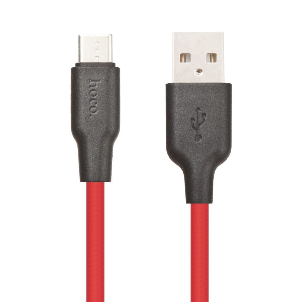 USB кабель HOCO X21 Silicone Type-C, 3А, 1м, силикон (красный/черный)
