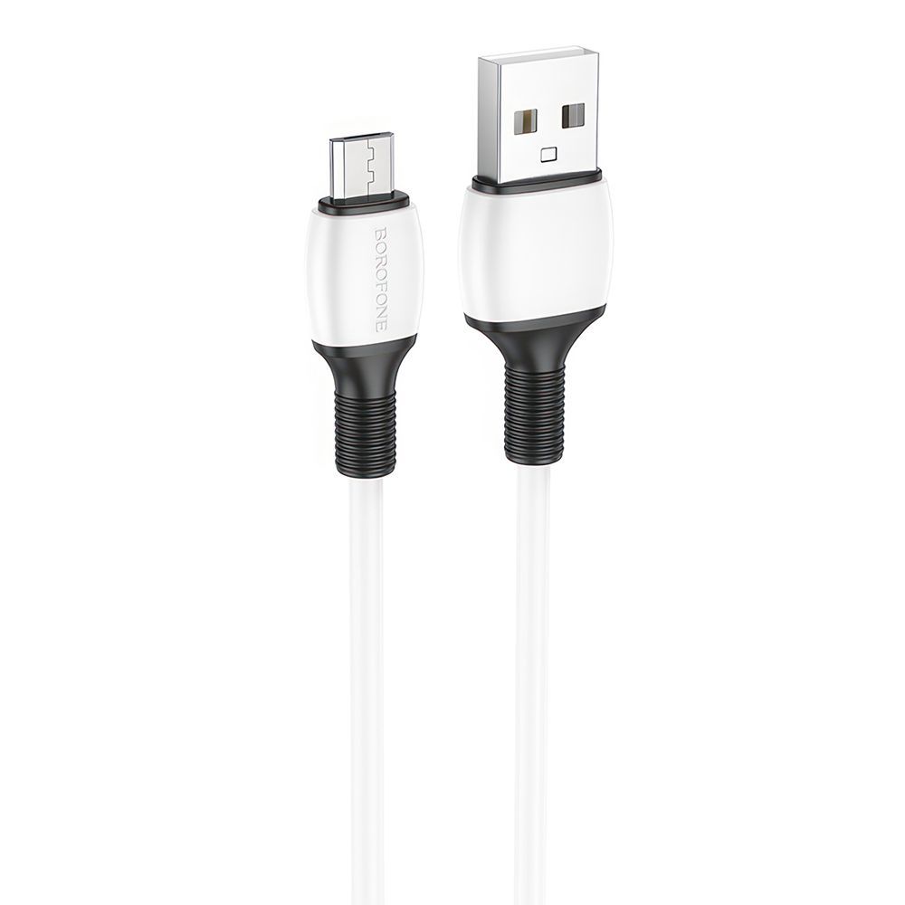 USB кабель BOROFONE BX84 Rice MicroUSB, 2.4А, 1м, PVC (белый)