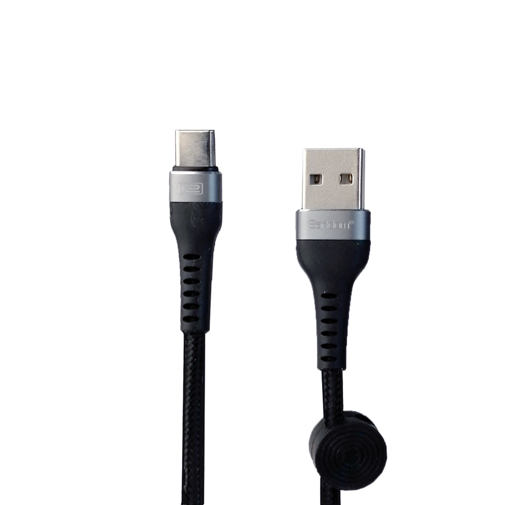 USB кабель Earldom EC-094C Type-C, 3А, 0.25м, нейлон (черный)