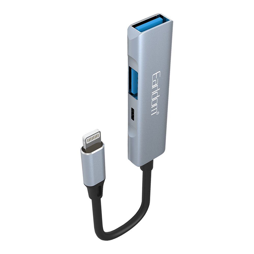 Хаб Lightning 8-pin Earldom ET-HUB11 2xUSB 3.0/Lightning 8-pin (серый)