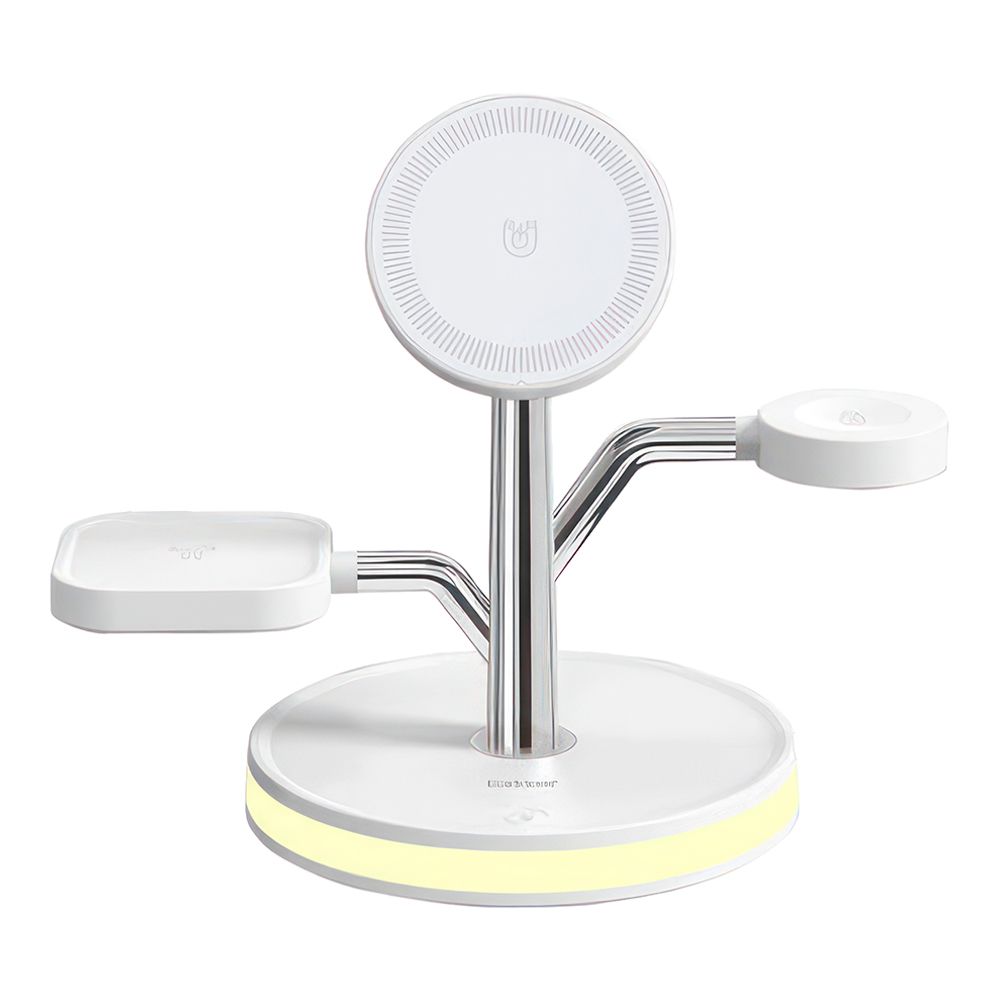 Беспроводное ЗУ Earldom WC51 для смартфона, iWatch, AirPods, 2А, 15W, 4в1, магнитное (белый)
