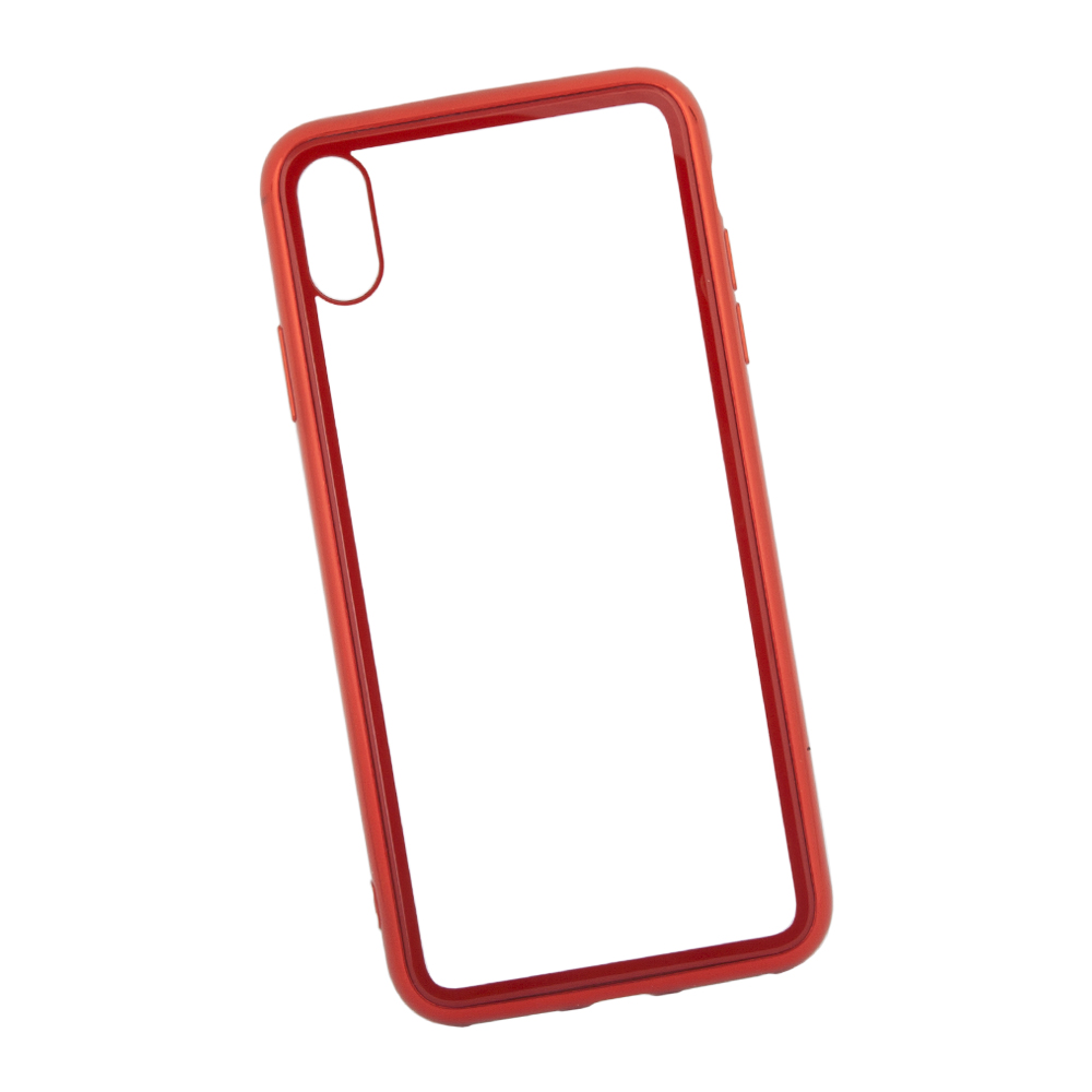 Чехол REMAX Shield для iPhone Xs Max прозрачное стекло с рамкой+TPU (красный)