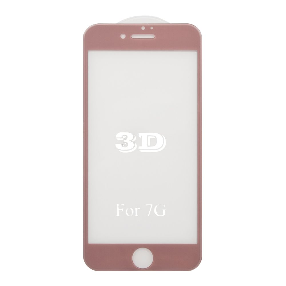Защитное стекло 3D для iPhone SE 2/8/7 Tempered Glass розовое 0,33 мм (ударопрочное)