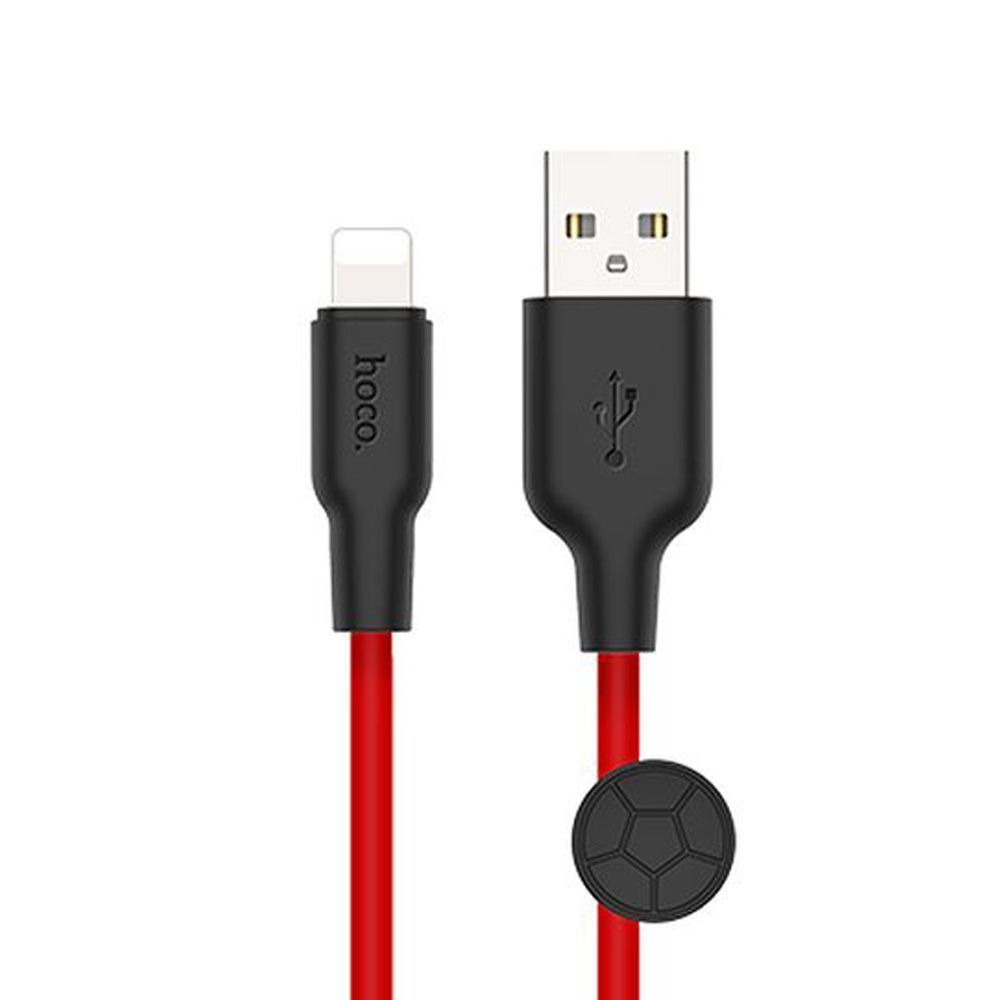 USB кабель HOCO X21 Plus Silicone Lightning 8-pin, 2.4А, 0.25м, силикон (красный/черный)