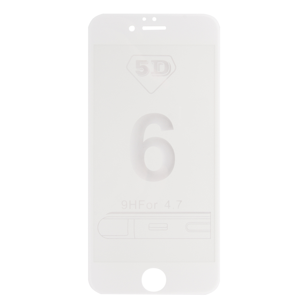 Защитное стекло 5D для iPhone 6/6s Tempered Glass белое 0,33 мм (ударопрочное) (OEM)