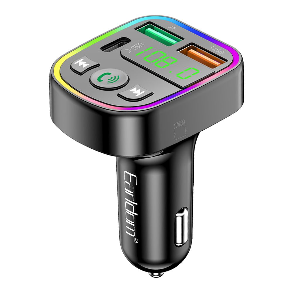 АЗУ Earldom ET-M103 2хUSB, 1хUSB-C, 3.1А, QC3.0, BT5.3, RGB, LED дисплей, FM