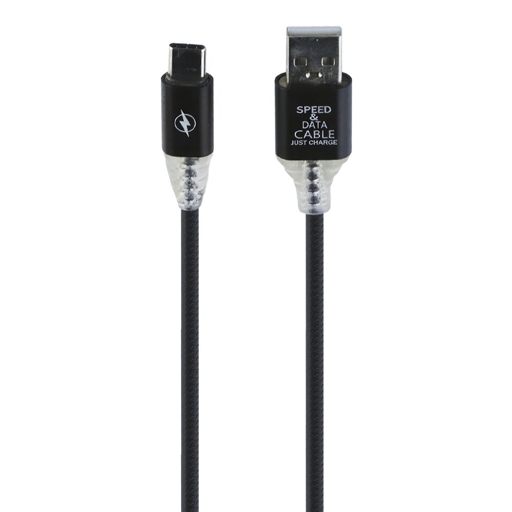 USB кабель "LP" для Apple Lightning 8-pin "Змея" LED TPE (черный/блистер)