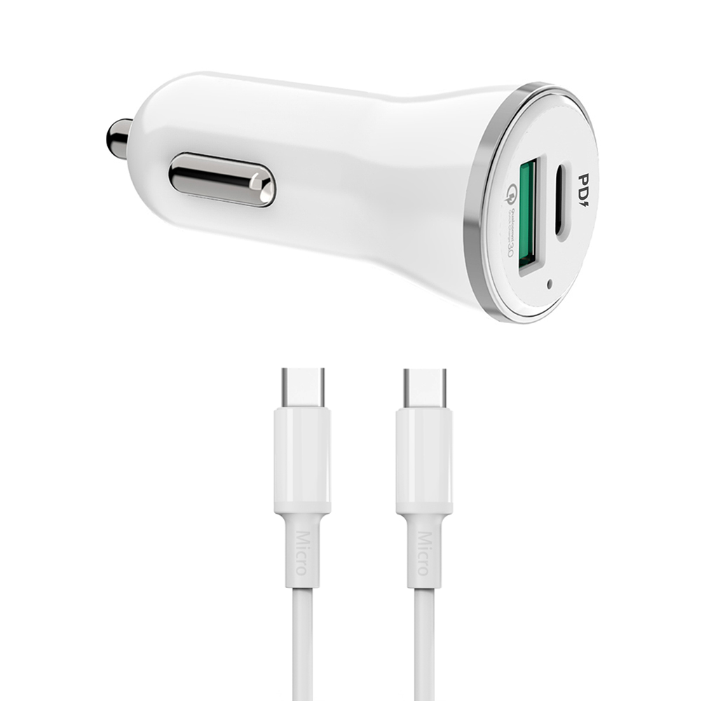 АЗУ Earldom ES-KC4I 1xUSB, 1xUSB-C, 3А, PD18W, QC3.0 + USB-C кабель Type-C, 1м (белый)