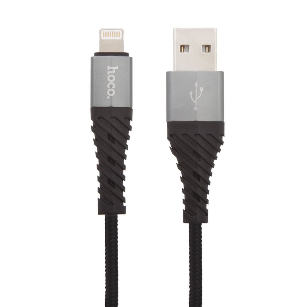 USB кабель HOCO X38 Cool Lightning 8-pin, 2.4А, 1м, нейлон (черный)