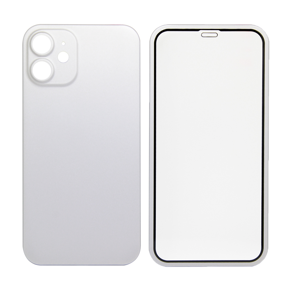 Защита 360° стекло + чехол для iPhone 12 mini (серебро)