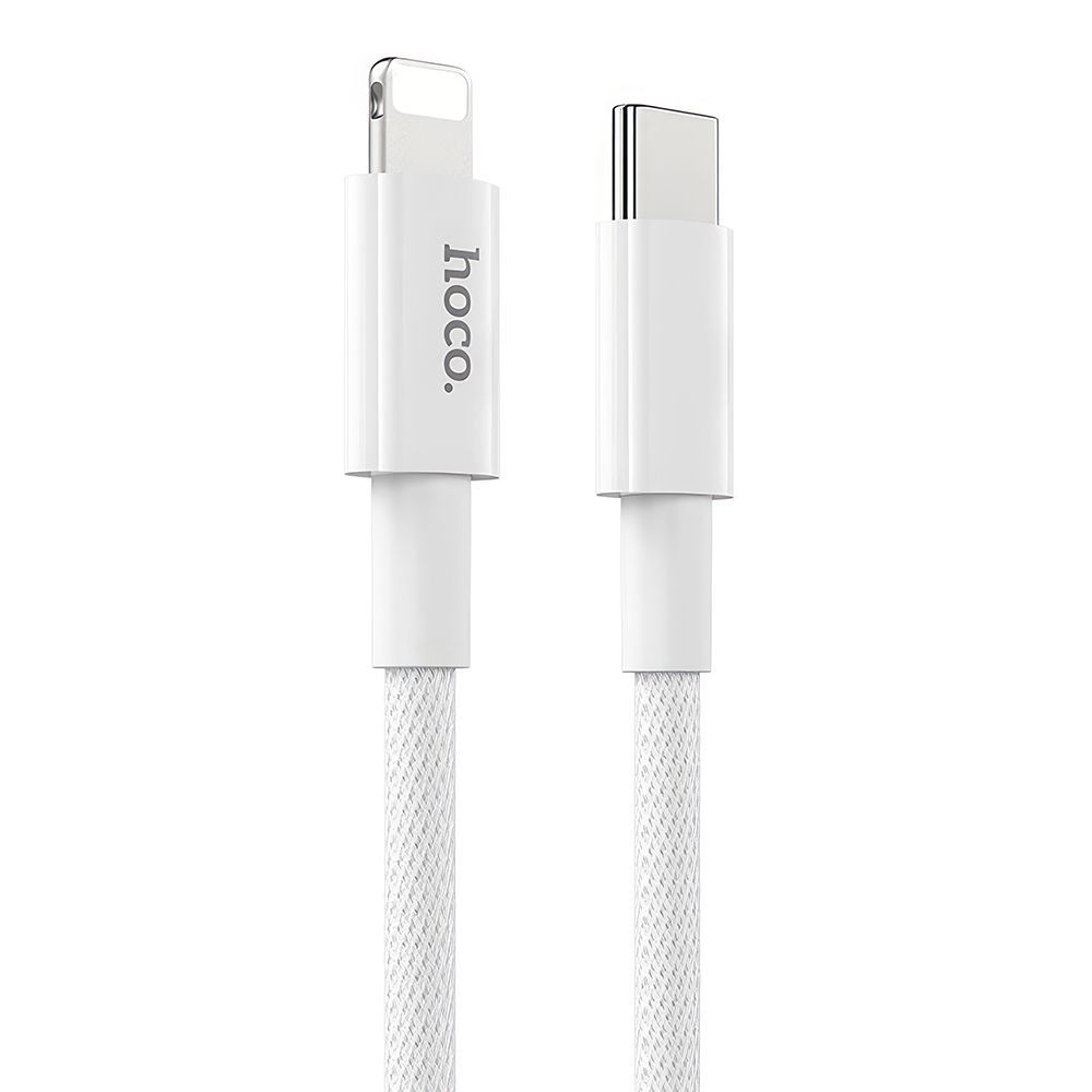 USB-C кабель HOCO X56 New Original Lightning 8-pin, 3А, PD20W, 1м, нейлон (белый)