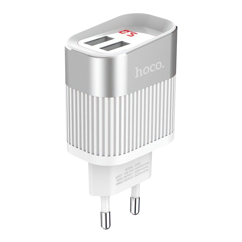 СЗУ HOCO C40A Speedmaster 2xUSB, 2.4А, LED дисплей (белый)