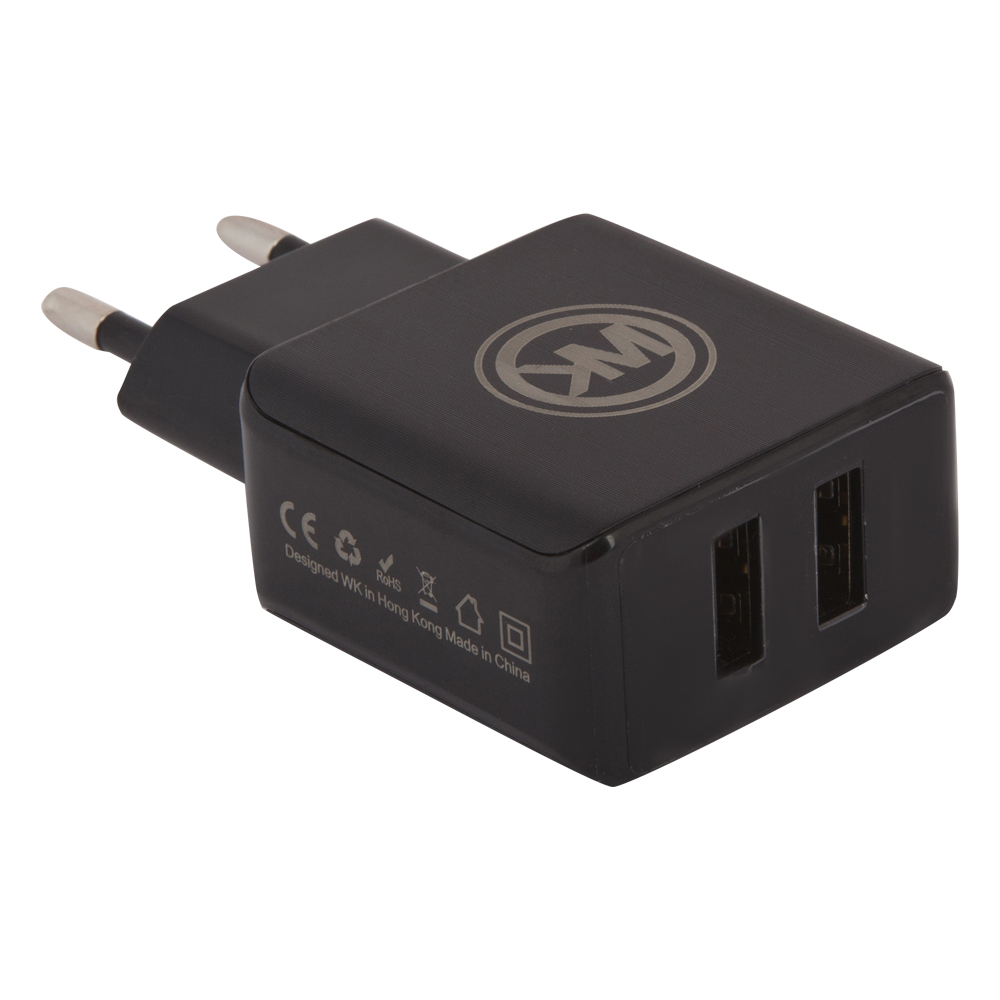 СЗУ WK Blanc 2U WP-U11i 2xUSB, 2.1А + кабель Lightning 8-pin, 1м (черный)