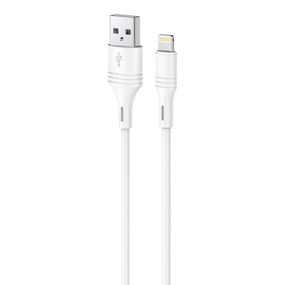 USB кабель BOROFONE BX43 CoolJoy Lightning 8-pin, 2.4А, 1м, PVC (белый)