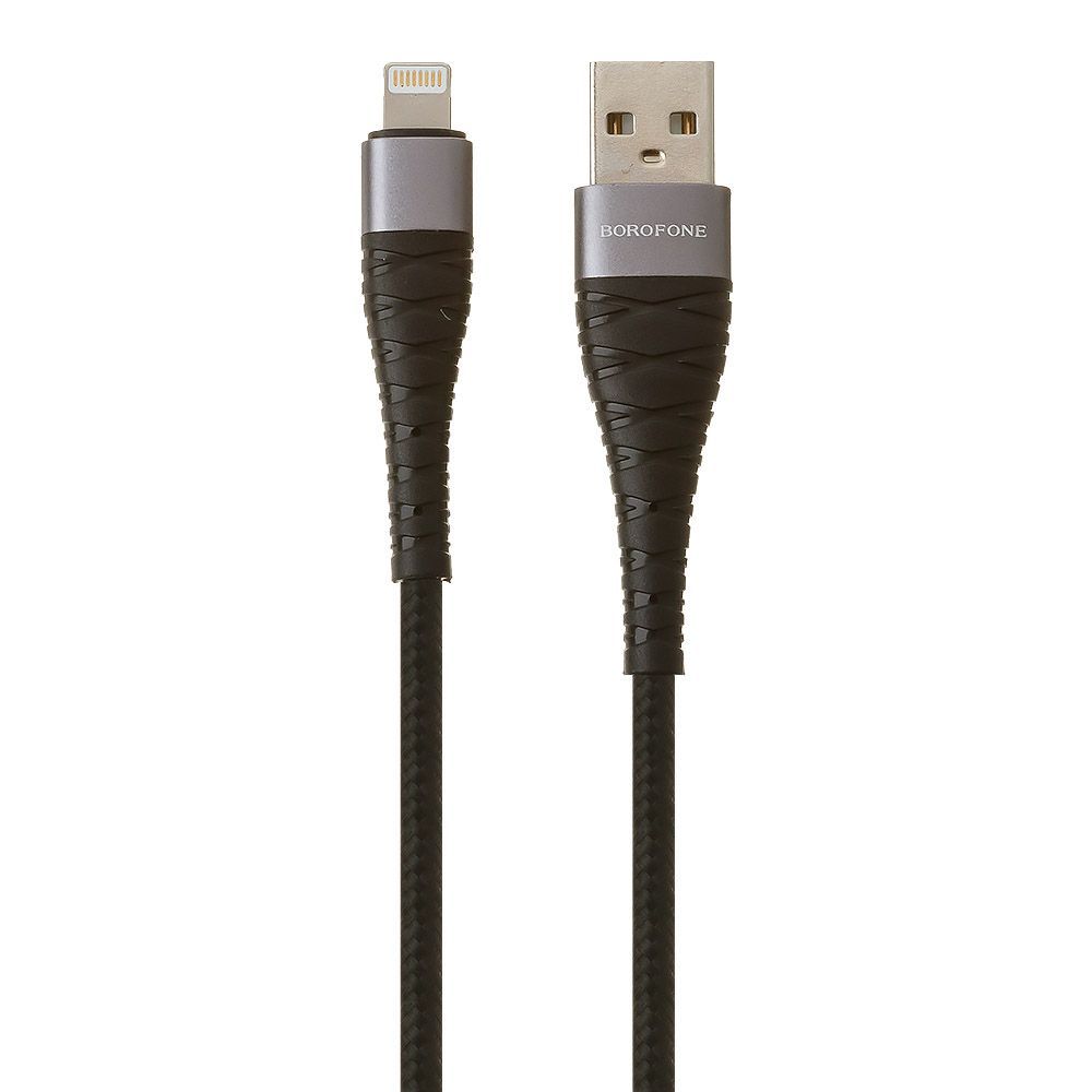 USB кабель BOROFONE BX32 Munificent Lightning 8-pin, 2.4А, 1м, нейлон (черный/серый)