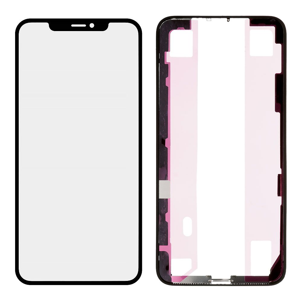 Стекло + OCA  в сборе с рамкой для iPhone XS Max олеофобное покрытие (черный)