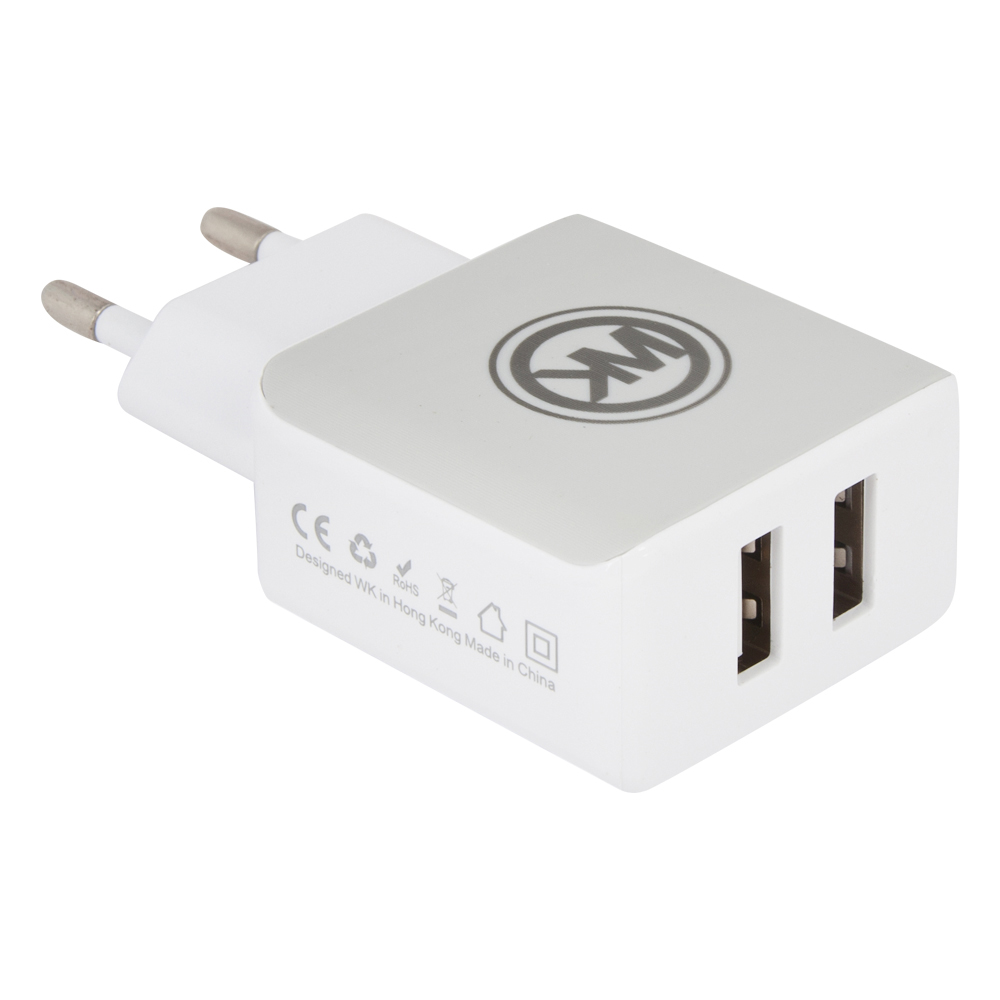 СЗУ WK Blanc 2U WP-U11i 2xUSB, 2.1А + кабель Lightning 8-pin, 1м (белый)