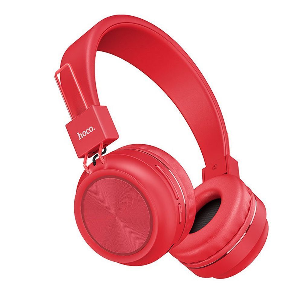 Bluetooth гарнитура HOCO W25 Promise BT 5.0, накладная, громкость +/-, LED (красный)