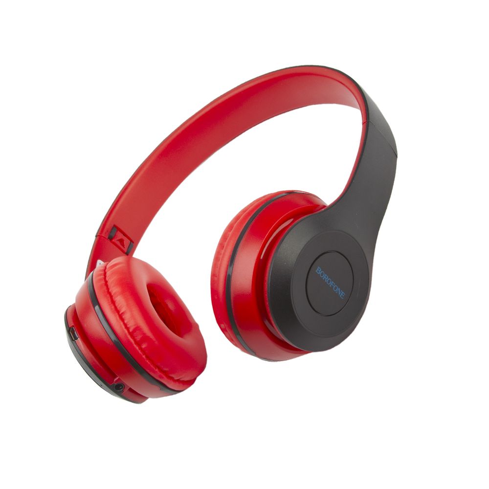 Bluetooth гарнитура BOROFONE BO4 Charming Rhyme BT 5.0, 3.5мм, microSD, накладная, громкость +/- (красный)