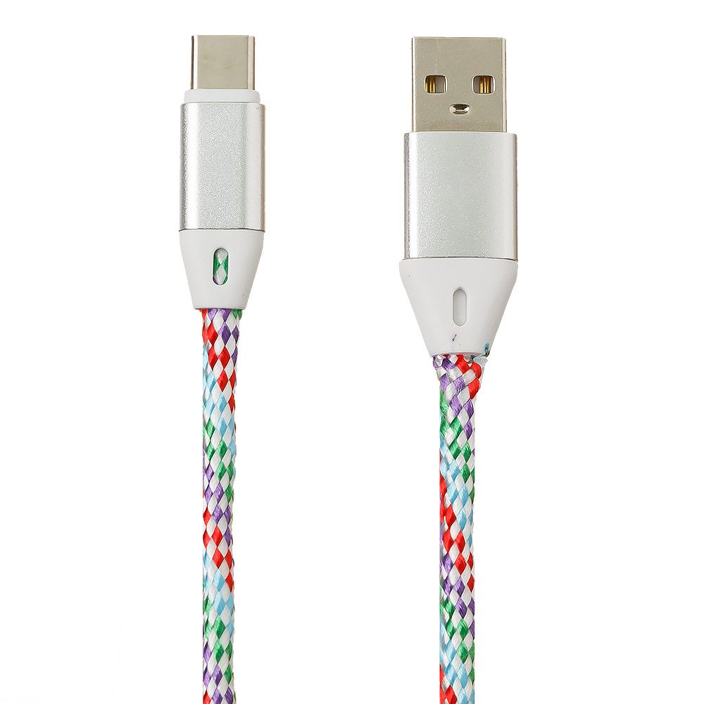 USB кабель "LP" Type-C оплетка 1м. (синий/европакет)