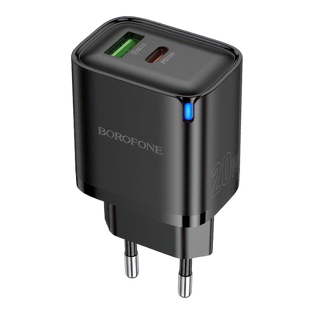 СЗУ BOROFONE BA83A Flare Star 1xUSB, 1xUSB-C, 3А, QC 3.0, PD20W (черный)