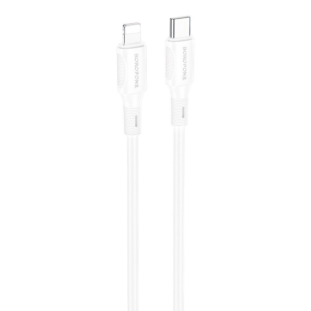 USB-C кабель BOROFONE BX80 Succeed Lightning 8-pin, 3А, PD20W, 1м, PVC (белый)