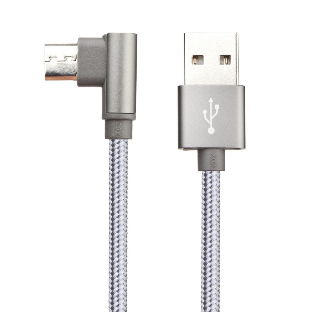USB кабель BOROFONE BX26 Express MicroUSB, 2.4А, угловой, 1м, нейлон (серый)