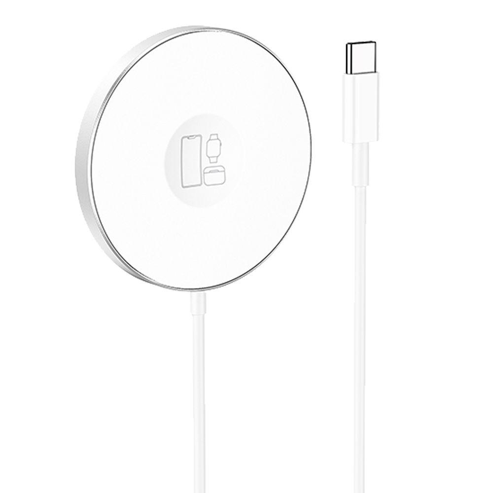 Беспроводное ЗУ HOCO CW41 для смартфона, iWatch и TWS, 15W, 3в1, 1м (белый)