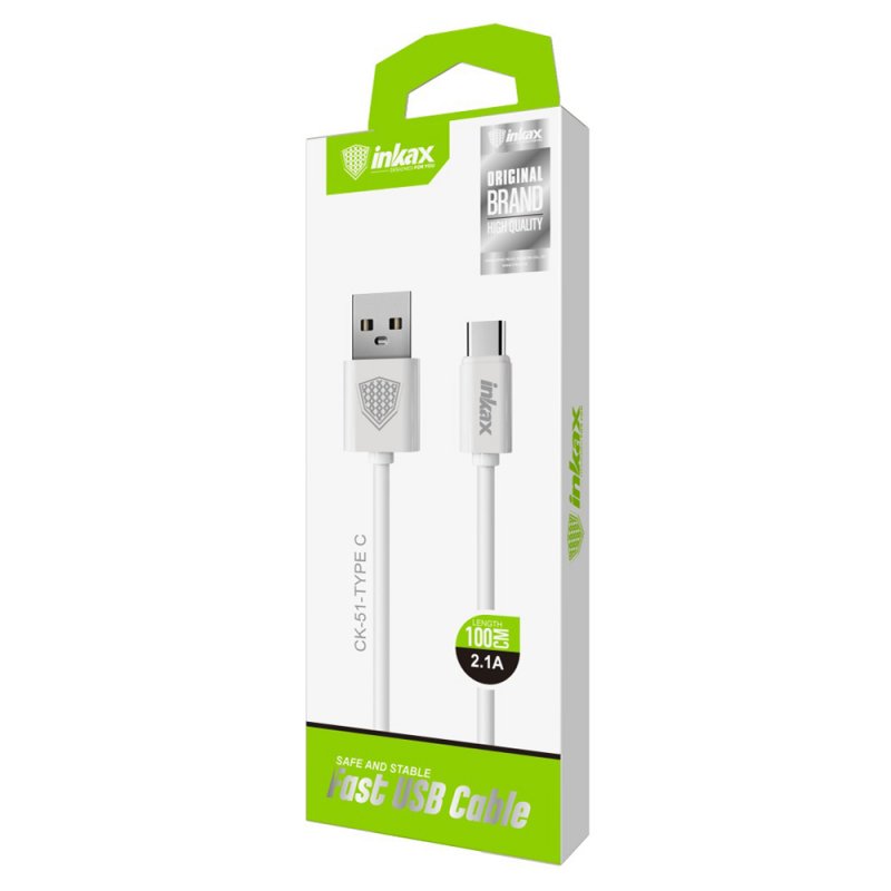 USB кабель inkax CK-51 Fast Type-C, 1м, TPE (белый)