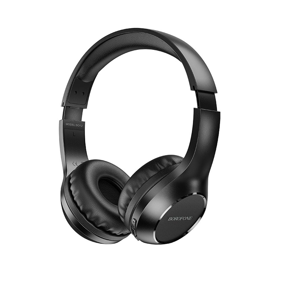 Bluetooth гарнитура BOROFONE BO12 Power BT 5.0, накладная, громкость +/- (черный)