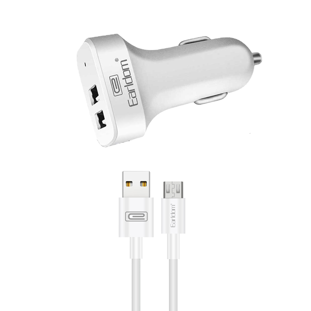 АЗУ Earldom ES-131M 2xUSB, 2.1A + кабель MicroUSB, 1м (белый)